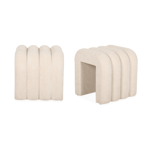 Pufe contemporâneo tecido, set de 2, Ito, Beige, 40x38x40 cm