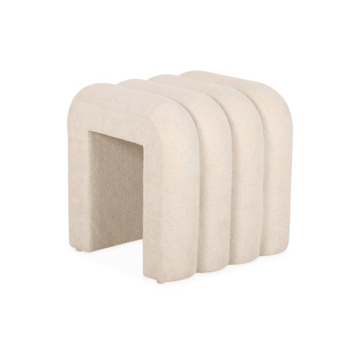 Pufe contemporâneo tecido, set de 2, Ito, Beige, 40x38x40 cm