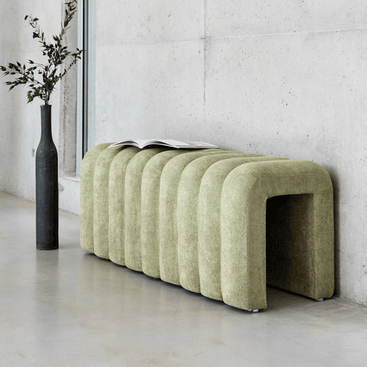 Banco, fim de cama contemporâneo tecido, Ito, Verde, 114x40x45 cm