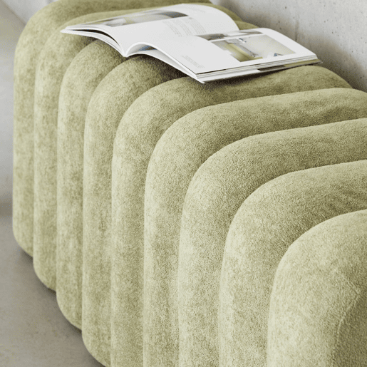 Banco, fim de cama contemporâneo tecido, Ito, Verde, 114x40x45 cm