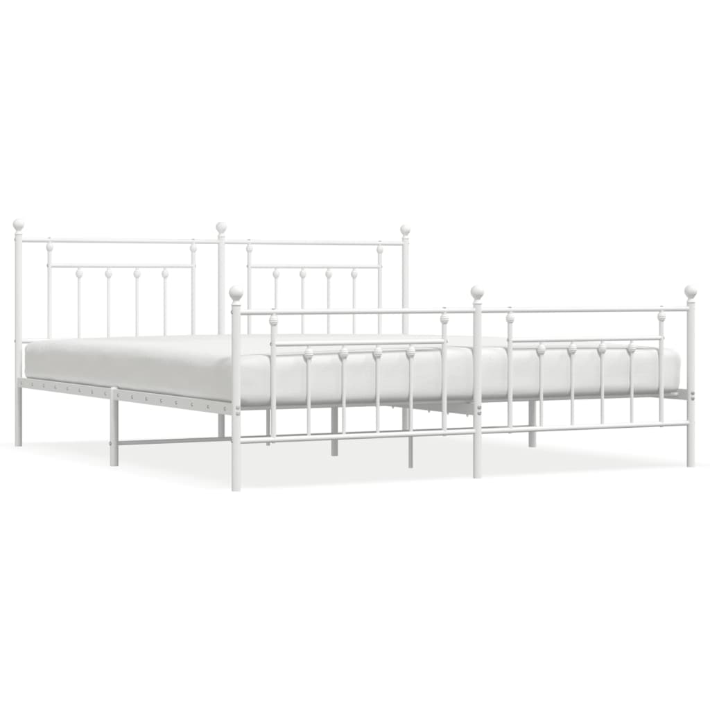 Estructura cama metal con cabecero y estribo blanco 200x200 cm con cabecero y pie de cama