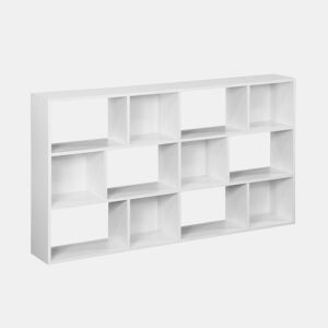Estante de 3 prateleiras com 12 compartimentos, Pieter, Branco, 140x23x80 cm