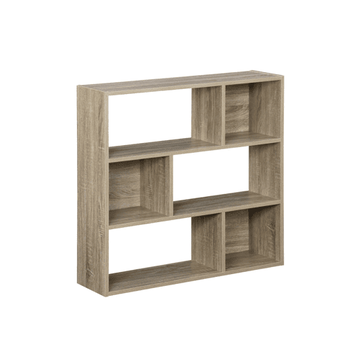 Estante de 3 prateleiras com 6 compartimentos, Pieter, Natural, 83x23x80 cm