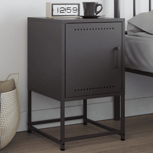 vidaXL Mesa de cabeceira 36x39x60,5 cm aço preto