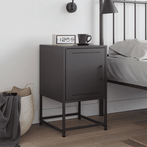 vidaXL Mesa de cabeceira 36x39x60,5 cm aço preto