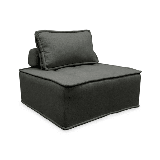 Módulo para sofá modular em tecido estofado, 1 lugar, Dao, Cinza, 90x90x40 cm