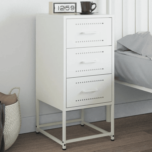 vidaXL Mesa de cabeceira 36x39x78 cm aço branco vidaXL Mesa de cabeceira 36x39x78 cm aço branco