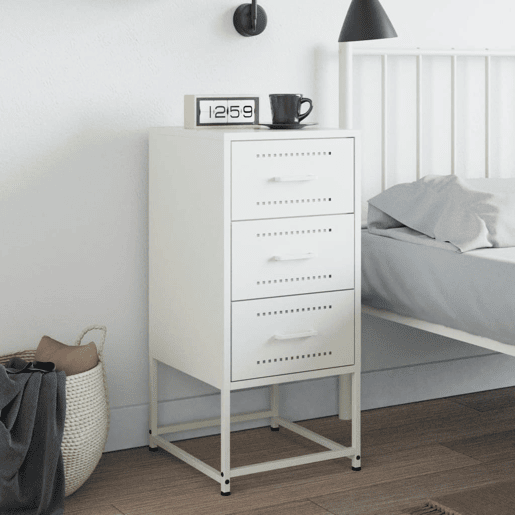 vidaXL Mesa de cabeceira 36x39x78 cm aço branco vidaXL Mesa de cabeceira 36x39x78 cm aço branco