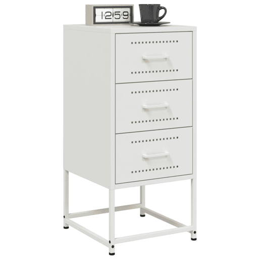 vidaXL Mesa de cabeceira 36x39x78 cm aço branco vidaXL Mesa de cabeceira 36x39x78 cm aço branco