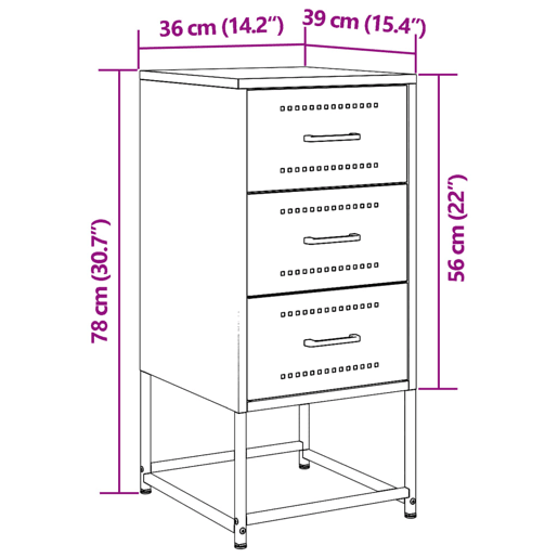 vidaXL Mesa de cabeceira 36x39x78 cm aço branco vidaXL Mesa de cabeceira 36x39x78 cm aço branco