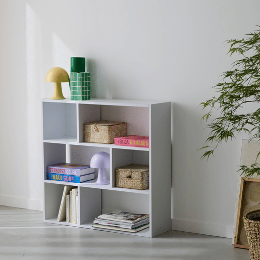 Estante de 3 prateleiras com 6 compartimentos, Pieter, Branco, 83x23x80 cm