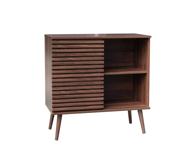 Aparador escandinavo con decoración de madera, 80cm nogal - 80x39x80 cm