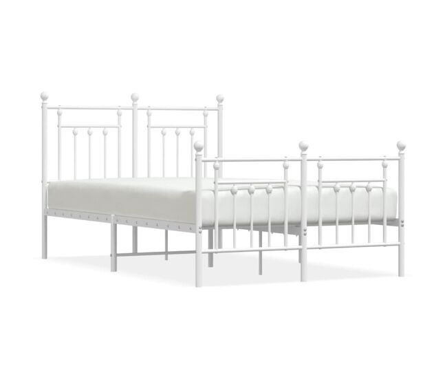 Estructura cama metal con cabecero y estribo blanco 120x190 cm con cabecero y pie de cama