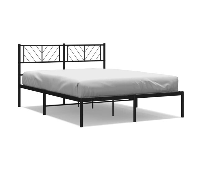Estructura de cama con cabecero metal negro 160x200 cm con cabecero
