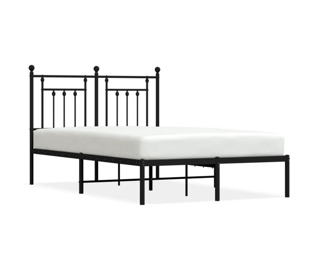 Estructura de cama con cabecero metal negro 120x190 cm con cabecero