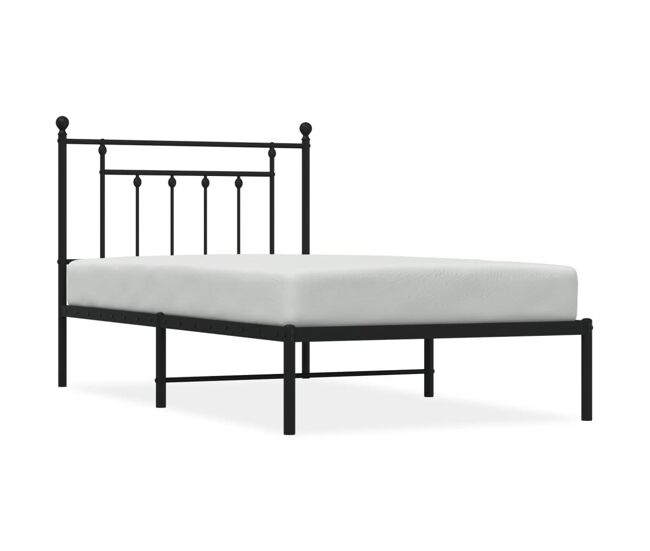 Estructura de cama con cabecero metal negro 100x190 cm con cabecero