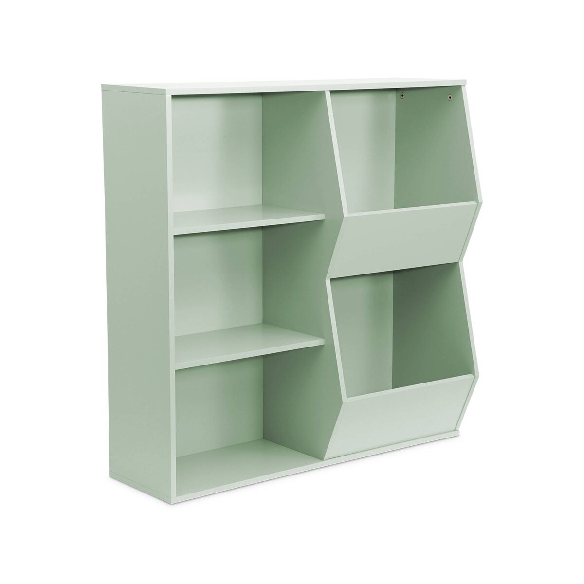 Mueble para niños, 3 estantes y 2 espacios de almacenamiento, tobias, verde, 80x23.8x82.5 cm