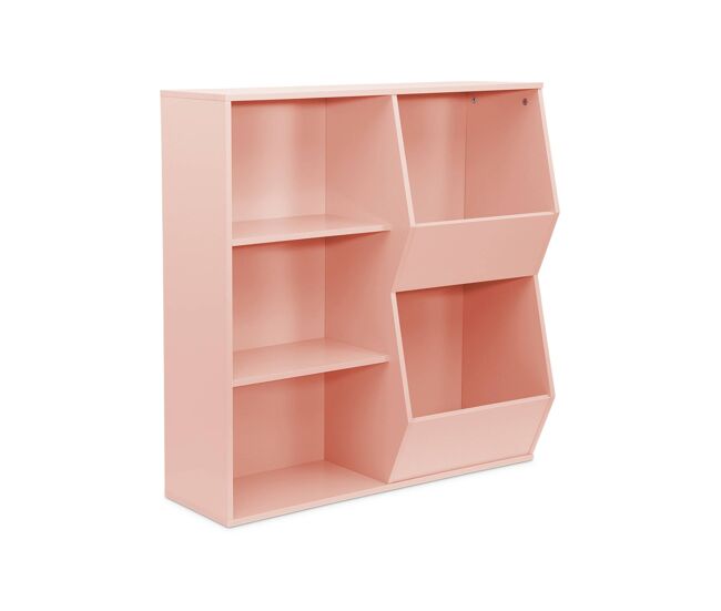 Mueble para niños, 3 estantes y 2 espacios de almacenamiento, tobias, rosa, 80x23.8x82.5 cm