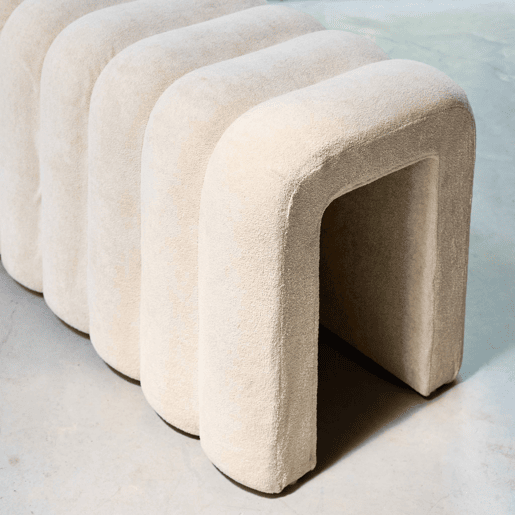 Banco, fim de cama contemporâneo tecido, Ito, Beige, 114x40x45 cm