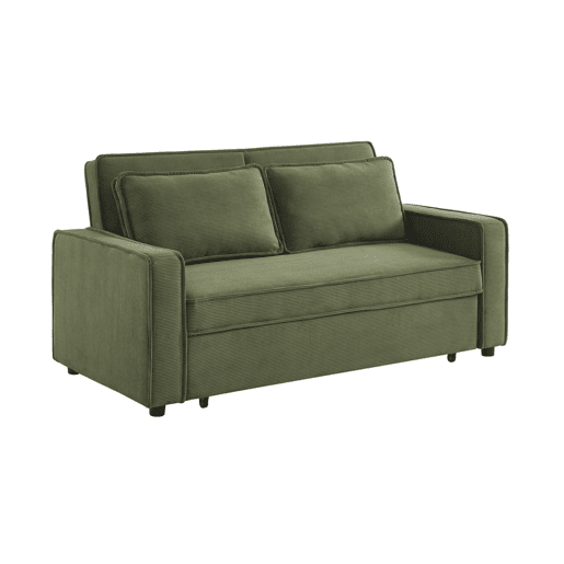 Sofá-cama conversível em veludo caneladode 3 lugares, Chill veludo canelado, Caqui, 172.5x91.5x88.5 cm