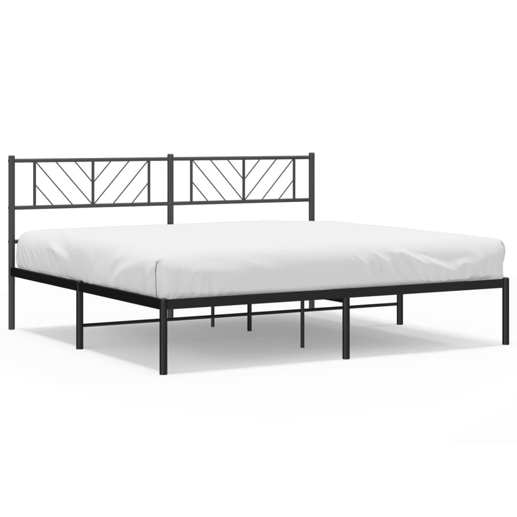 Estructura de cama con cabecero metal negro 200x200 cm con cabecero
