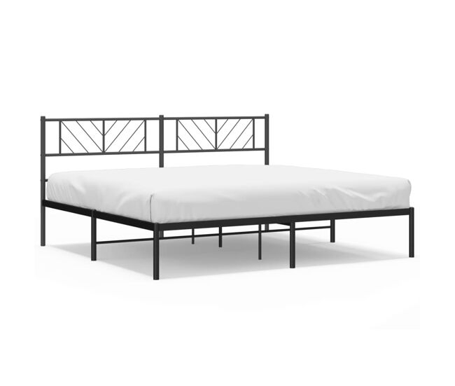 Estructura de cama con cabecero metal negro 200x200 cm con cabecero