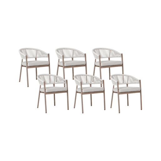 Conjunto de 6 cadeiras de jardim com almofadas FLAVIA Metal Branco