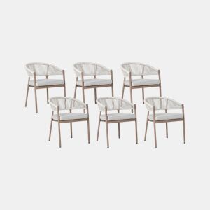 Conjunto de 6 cadeiras de jardim com almofadas FLAVIA Metal Branco