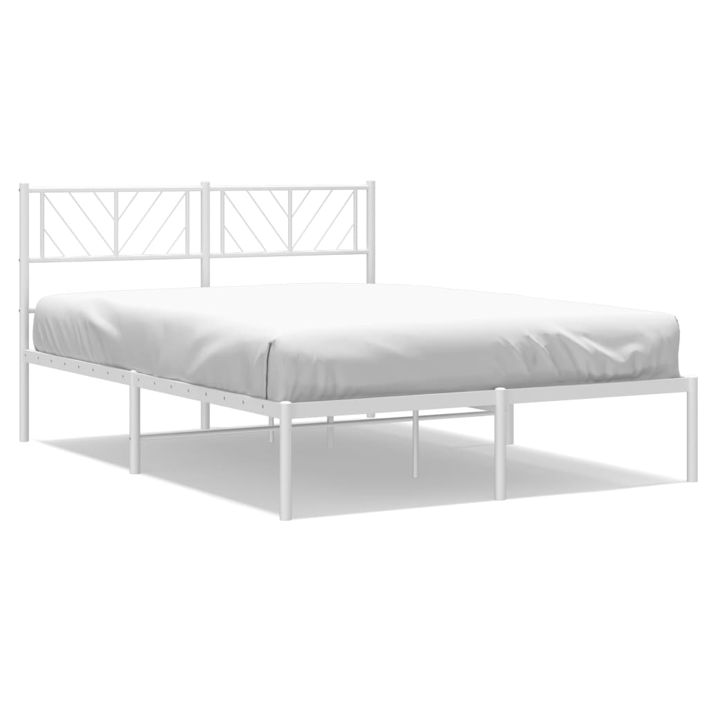 Estructura de cama de metal con cabecero blanca 135x190 cm con cabecero
