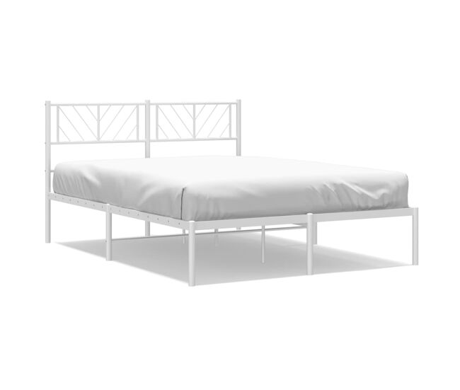 Estructura de cama de metal con cabecero blanca 135x190 cm con cabecero