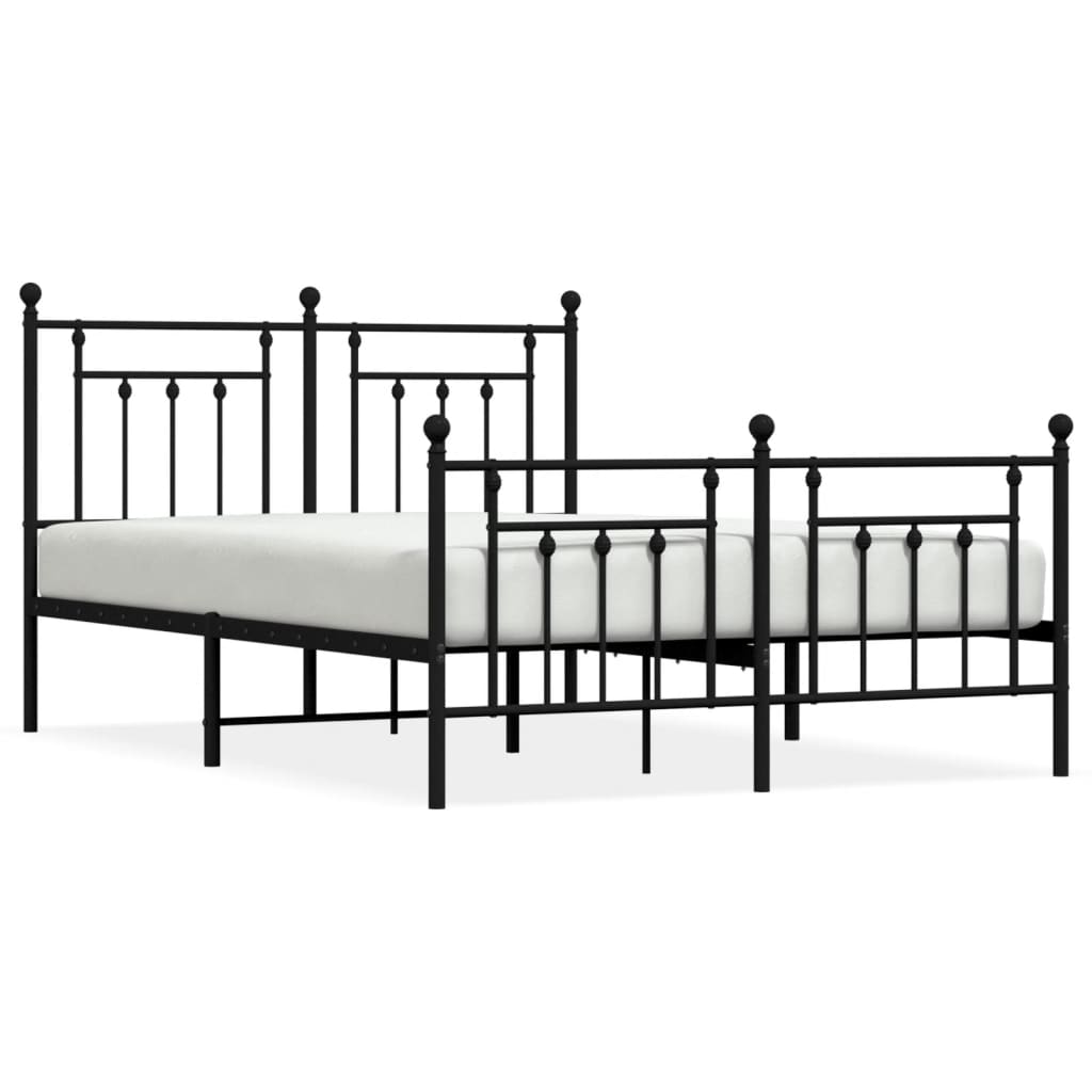 Estructura de cama cabecero y pie de cama metal negro 140x190cm con cabecero y pie de cama