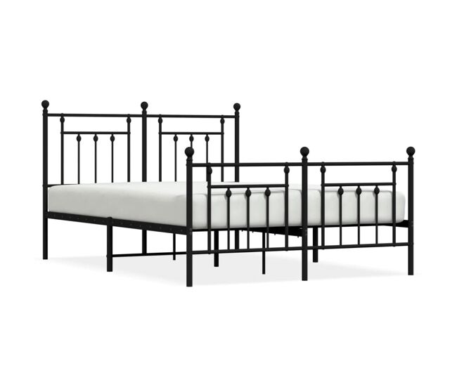 Estructura de cama cabecero y pie de cama metal negro 140x190cm con cabecero y pie de cama