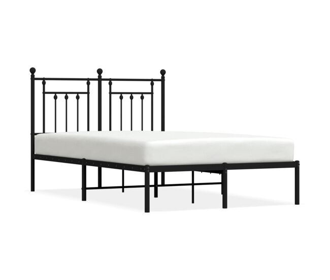 Estructura de cama con cabecero metal negro 135x190 cm con cabecero