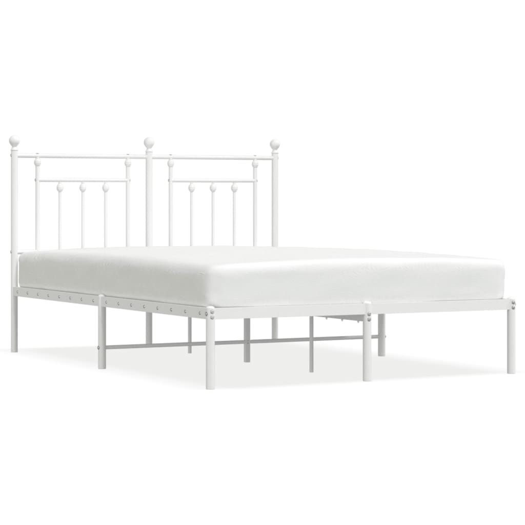 Estructura de cama de metal con cabecero blanca 140x190 cm con cabecero