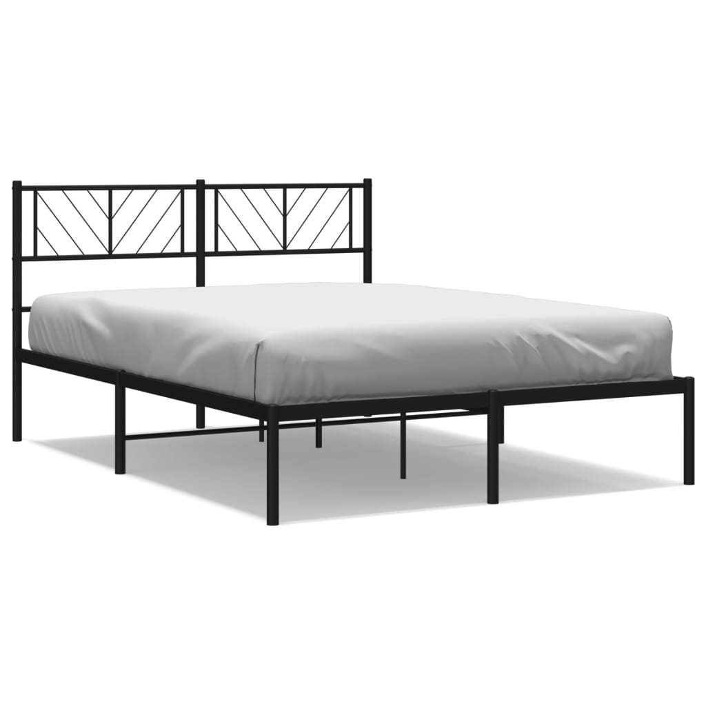 Estructura de cama con cabecero metal negro 140x190 cm con cabecero