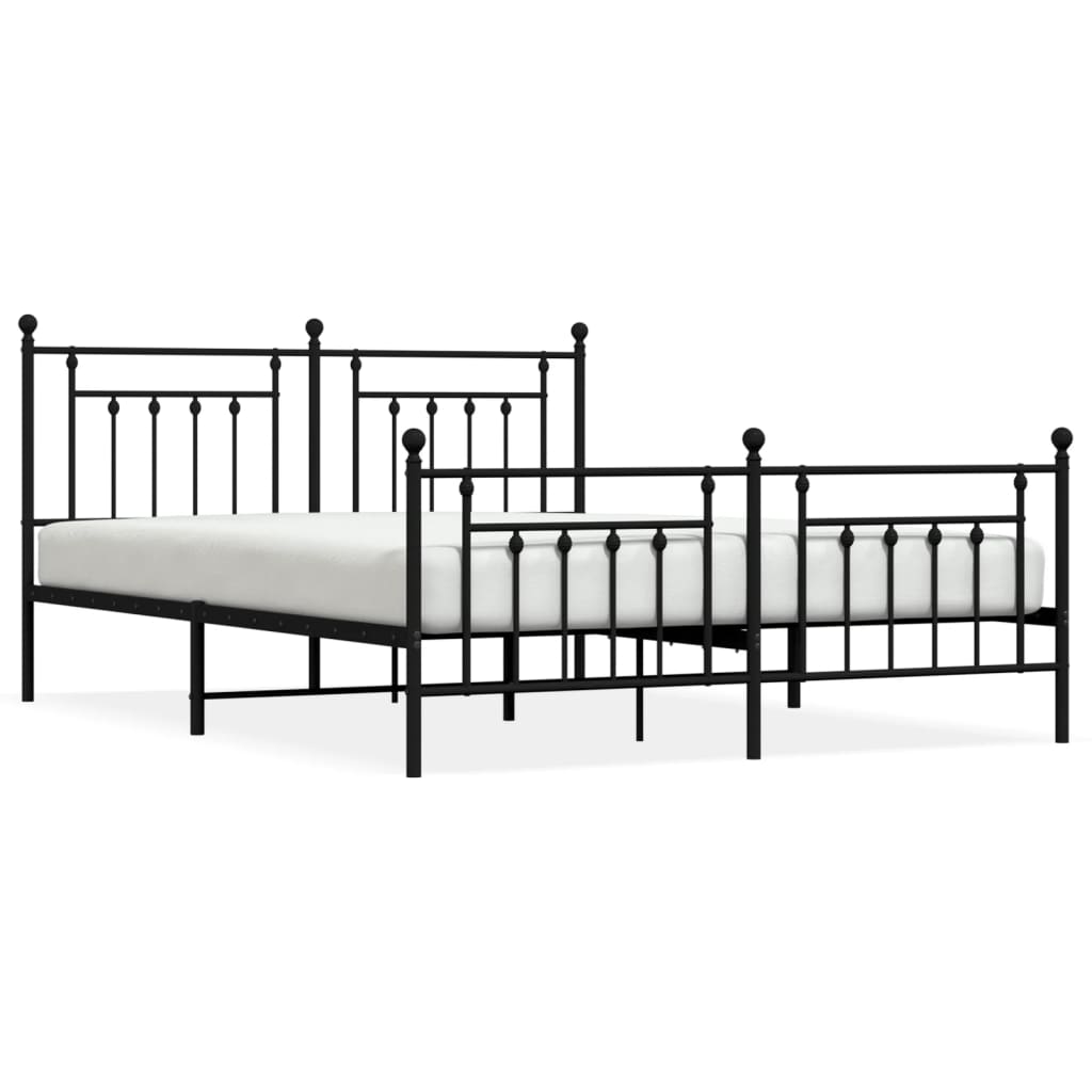 Estructura de cama cabecero y pie de cama metal negro 183x213cm con cabecero y pie de cama