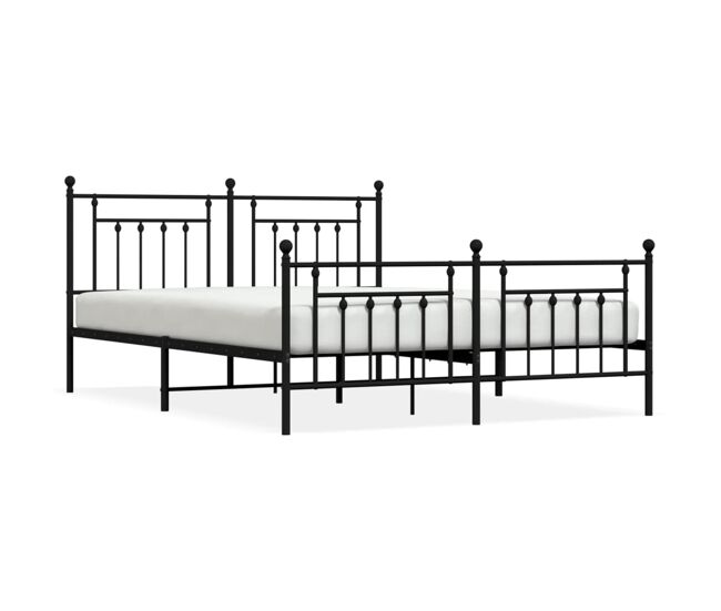 Estructura de cama cabecero y pie de cama metal negro 183x213cm con cabecero y pie de cama