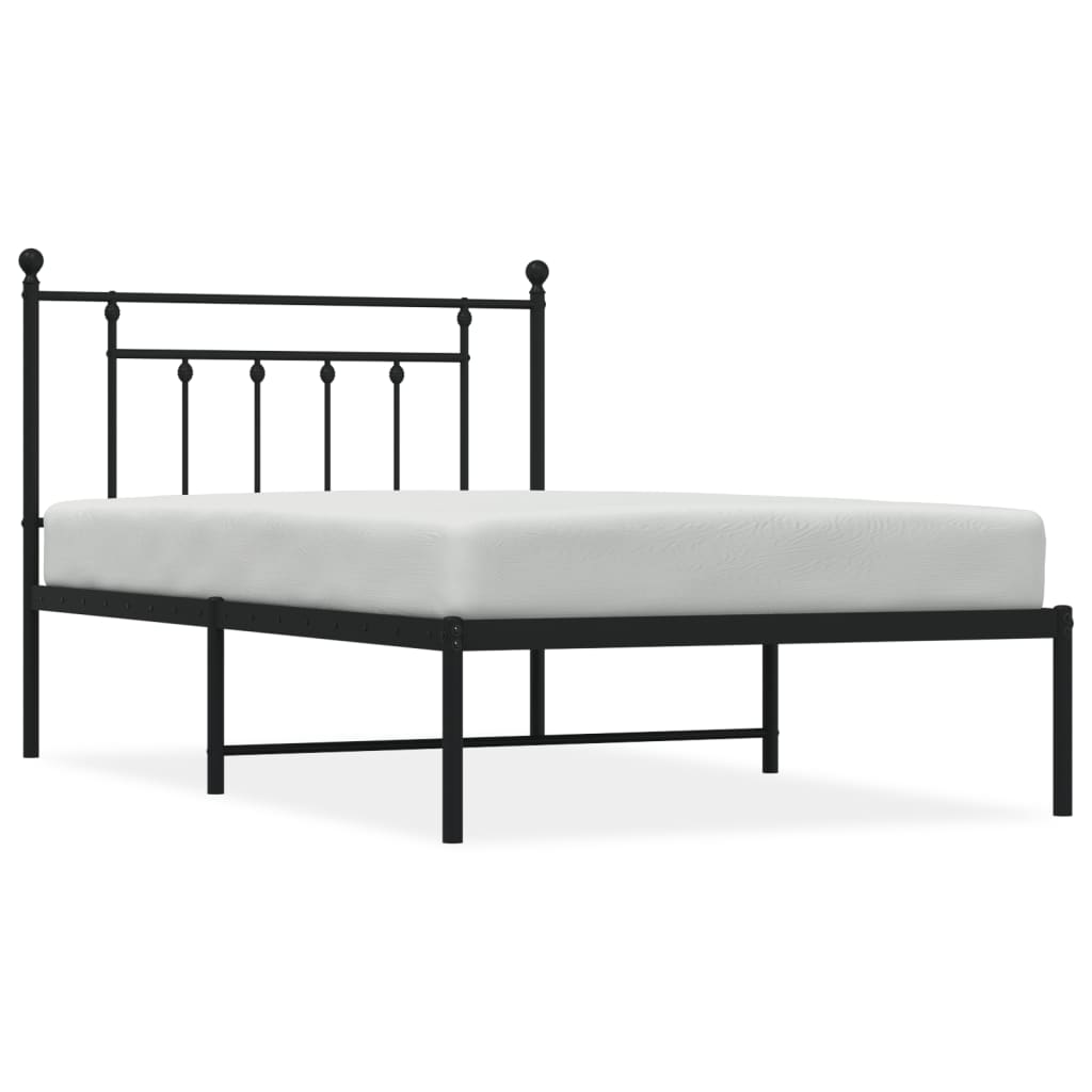 Estructura de cama con cabecero metal negro 107x203 cm con cabecero
