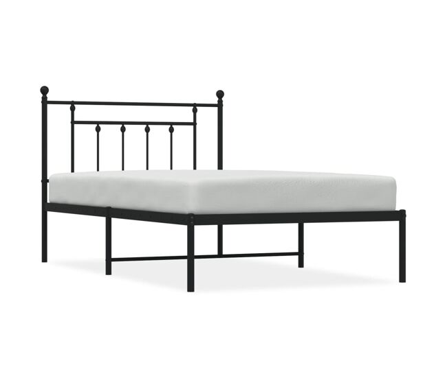 Estructura de cama con cabecero metal negro 107x203 cm con cabecero
