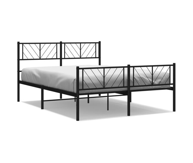 Estructura de cama con cabecero y pie metal negro 120x190 cm con cabecero y pie de cama