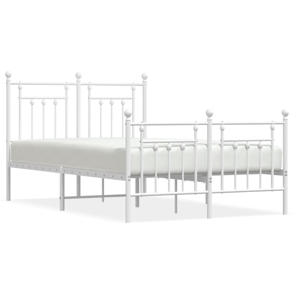 Estructura cama metal con cabecero y estribo blanco 135x190 cm con cabecero y pie de cama