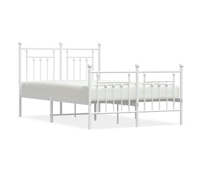 Estructura cama metal con cabecero y estribo blanco 135x190 cm con cabecero y pie de cama
