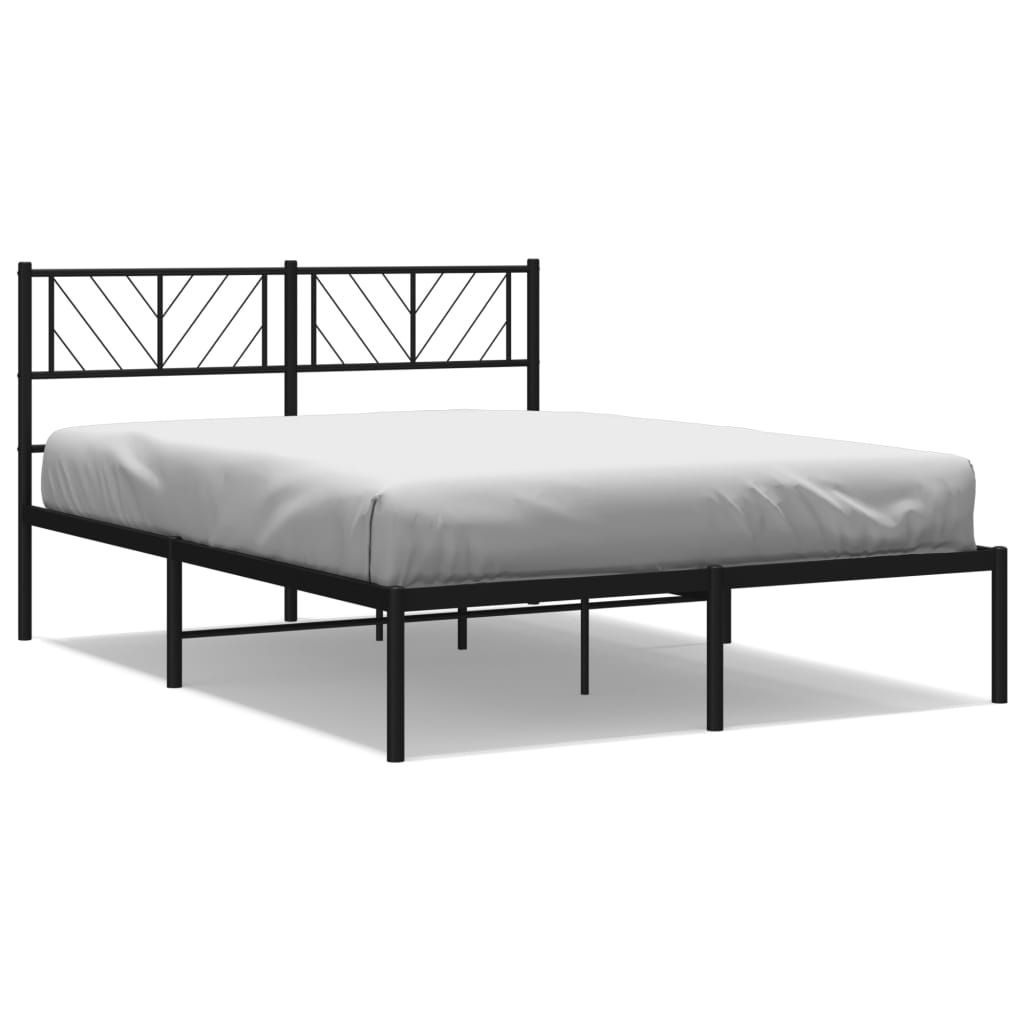 Estructura de cama con cabecero metal negro 135x190 cm con cabecero