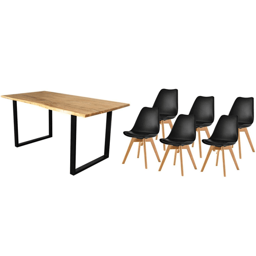 Mesa de jantar ou mesa de cozinha em madeira maciça + pacote de cadeiras nórdicas