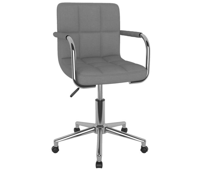 Vidaxl silla de comedor giratoria tela gris claro