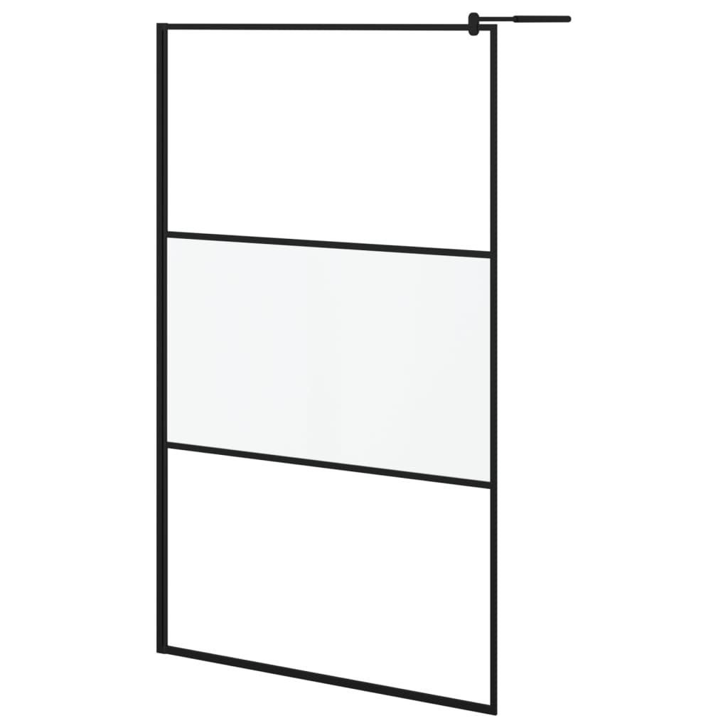 Vidaxl mampara de ducha vidrio esg semiesmerilado negro 115x195 cm