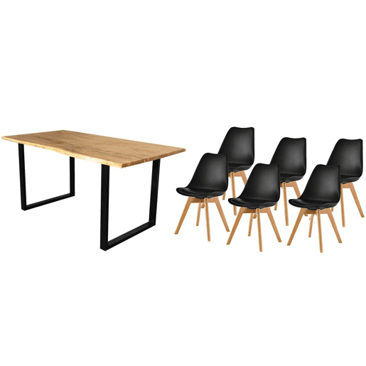 Mesa de jantar ou mesa de cozinha em madeira maciça + pacote de cadeiras nórdicas