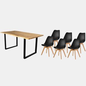 Mesa de jantar ou mesa de cozinha em madeira maciça + pacote de cadeiras nórdicas
