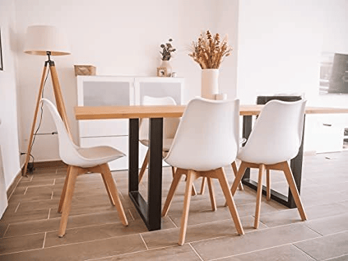 Mesa de jantar ou mesa de cozinha em madeira maciça + pacote de cadeiras nórdicas