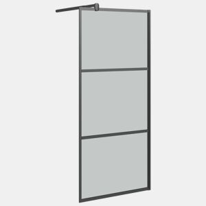 vidaXL Divisória de chuveiro preto 80x195 cm vidro ESG escuro